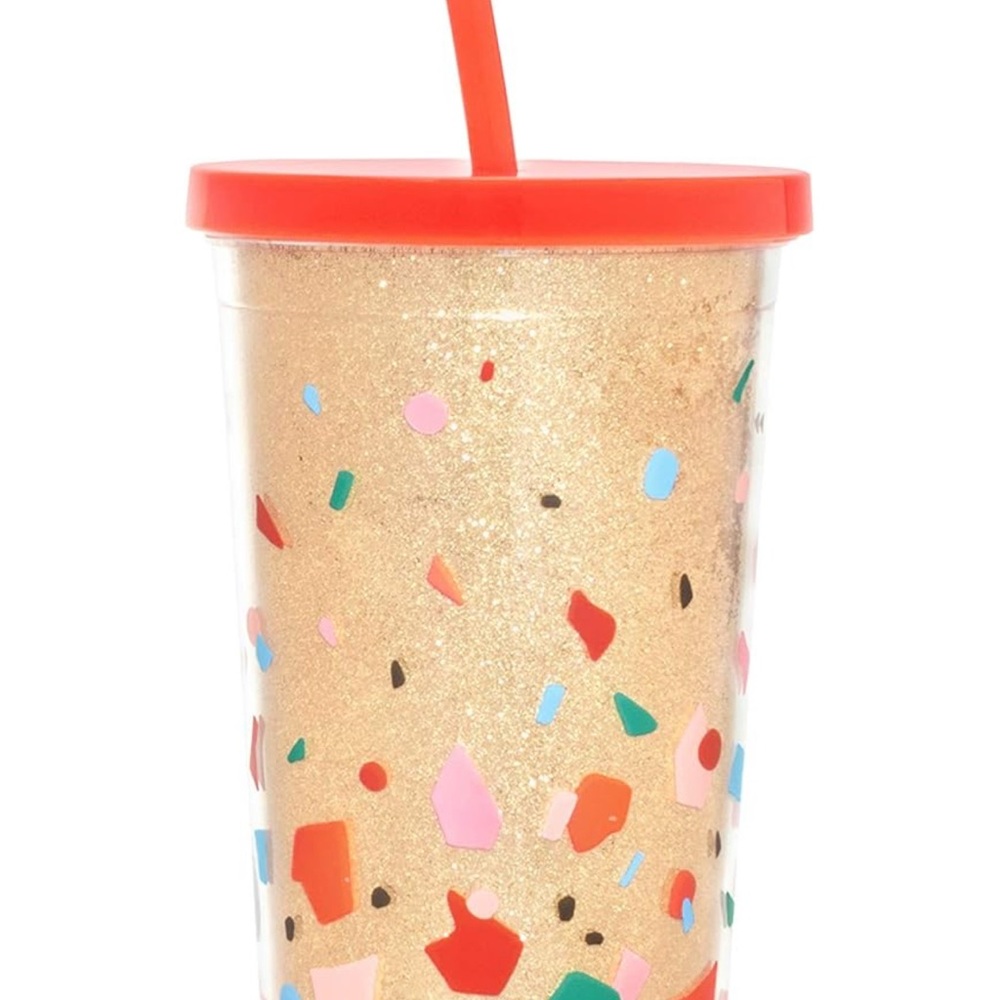 Ban.do 20 Ounce Confetti Sparkle Tumbler w/Straw NWT